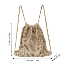 Bolso de hombro tejido de Color sólido, mochila de ganchillo bohemia de estilo perezoso de gran capacidad, versátil - details 0