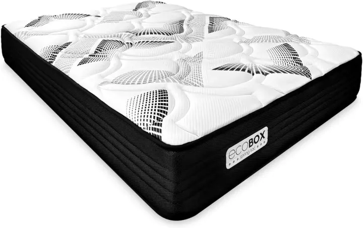 Colchón Híbrido Viscoelástico Eco Box Núcleo de Almohadillas Ensacadas, Comodidad Optimal, Firmeza Media, Antiácaros Antibacteriano, Hipoalergénico 90 x 190 - 1