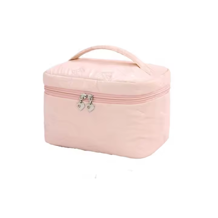 Bolsa de maquillaje de gran capacidad para mujer, bolsa de baño de viaje cuadrada impermeable, bolsa de almacenamiento de cosméticos de mano con doble cremallera, bolsa de viaje - 1