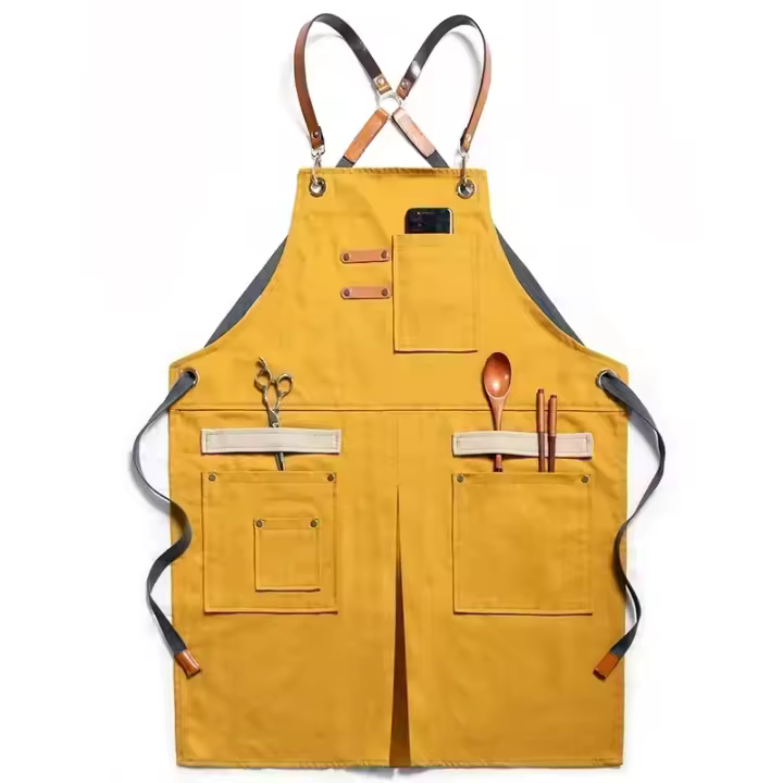 Delantal de lona para hombre y mujer, ropa de trabajo para camarero, restaurante, barbería, panadería, cafetería, jardinería, carpintero - 1