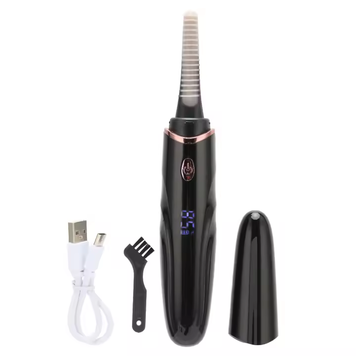 Rizador de pestañas con calefacción, herramienta eléctrica de calentamiento rápido, recargable por USB, con pantalla LED - 1