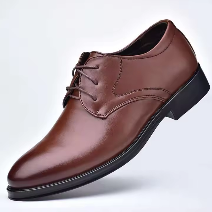 2025 nuevos zapatos casuales versátiles con cordones para hombres de vestir de negocios de cuero de talla grande - 1