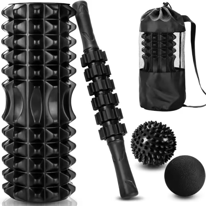 Juego 5 en 1, rodillo de espuma con punto de disparo, palo de masaje, pelota de masaje para masaje muscular profundo, Pilates, yoga, ejercicio físico de cuerpo completo - 1
