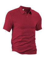 Hombre verano slim transpirable transpiración suelta casual color sólido jacquard hombre manga corta Polo - details 25