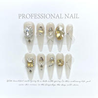 Uñas Falsas de Punta Larga con Diamantes de Imitación Uñas Naturales Desechables para Uso Diario y Fiestas - details 1