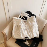 Bolso de Hombro de Algodón y Lino de Gran Capacidad 2025 Bolso Plisado Dulce y Perezoso - details 10