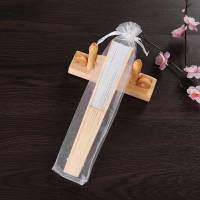 Abanico de mano plegable de Organza con cordón, bolsa blanca para fiesta, recuerdo de boda, bolsas de regalo, 50 piezas - details 3