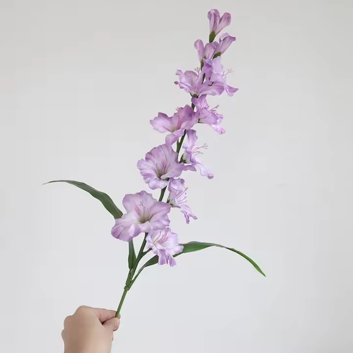 Rama de gladiolos artificiales de 86cm, arte Floral de tacto Real, flores de alondra falsas, 12 cabezas, flores de orquídeas de simulación hechas a mano - 1