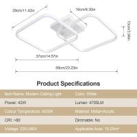 50W Plafon LED Techo Regulable, Lampara Techo con Mando a Distancia 3000K-6500K 59cm, Moderno Lamparas de Techo Salon Cuadrado para Dormitorio Salon Baño Cocina Comedor Pasillo - details 66