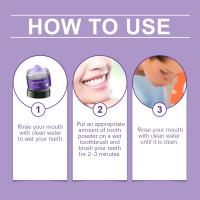 El polvo de dientes morado limpia suavemente los dientes, frescura duradera, refresca el aliento y proporciona el cuidado diario de la boca. - details 3