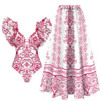 Conjunto de bikini con volantes para mujer, bikini brasileño estampado, traje de baño con falda, traje de playa para niña 2024 - details 27