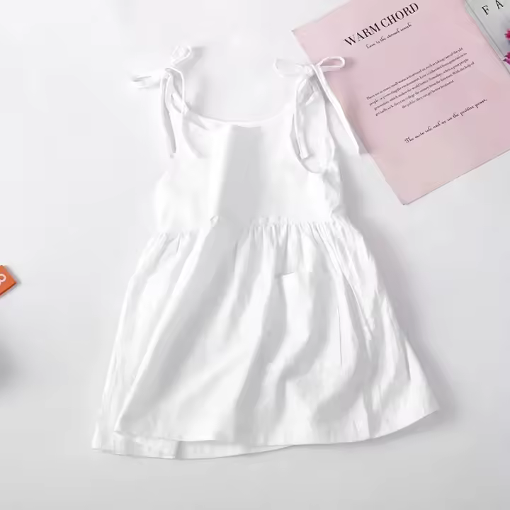 Vestido de algodón sin mangas para niñas pequeñas, ropa de verano de moda - 1