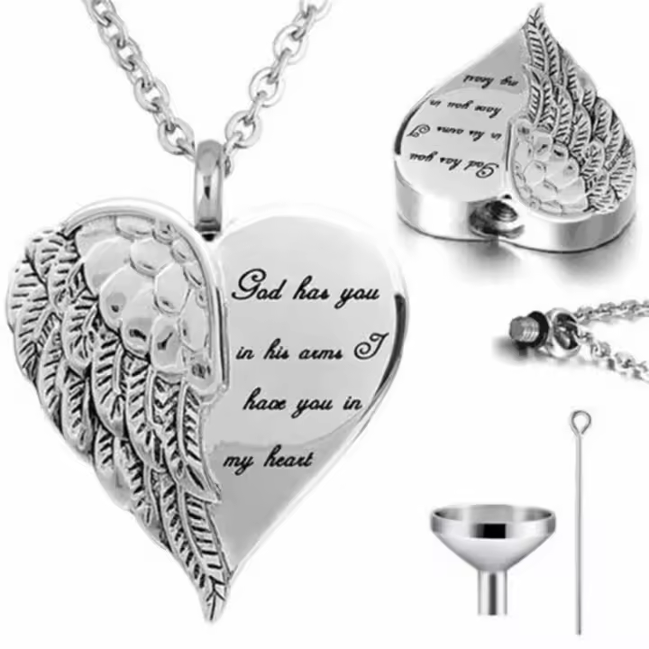Colgante Elegante de Cenizas de Cremación en Plata Joyería de Urna Comemorativa Grabada - 1
