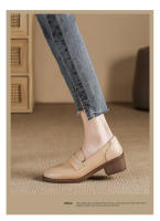 Zapatos de cuero con tacón grueso simple, suela suave, de 4 cm de altura, zapatos pequeños de cuero. - details 17