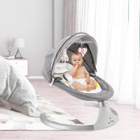 Mecedora eléctrica inteligente para bebé, cuna columpio para bebé, cama para dormir con música Bluetooth, color gris - details 1