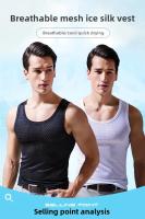 Chaleco de malla de seda de hielo para hombre, ropa interior de malla hueca de verano, camiseta deportiva fina de talla grande sin mangas, informal de moda - details 1