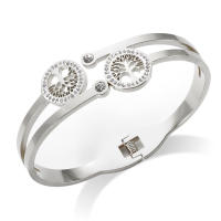 Trend Life Tree Charm Bracelets for Women Stainless Steel Hollow Crystal Bangles Luxury Gift Cubic Zirconia Tree Jewelry New - details 3