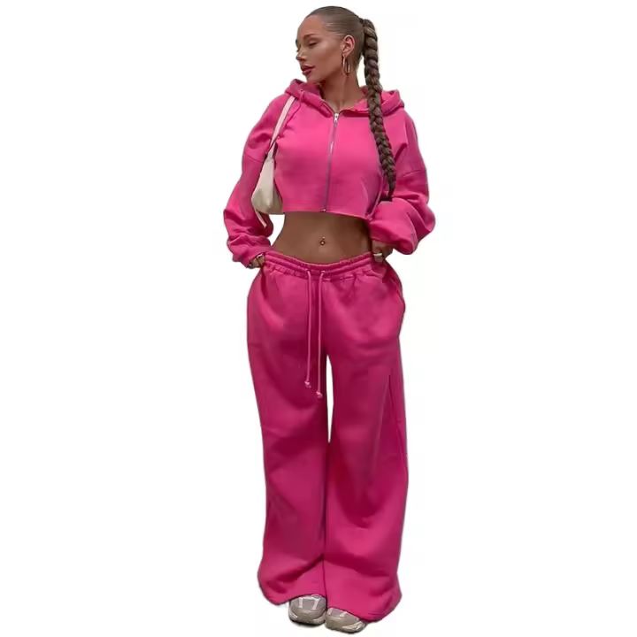 Conjunto de pantalones informales de dos piezas para mujer, Mini sudadera de manga larga Y2K, cárdigans, sudaderas con capucha, Tops + pantalón, chándales, moda de invierno - 1
