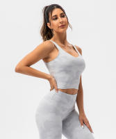 SHINBENE Sujetador Deportivo Largo de Cuello V para Mujer con Estampado de Camuflaje y Junto Incorporado para Yoga Fitness Workout Tamaño XS-XL - details 18