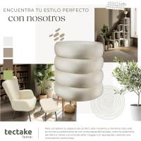 Taburete Almacenaje Bouclé, Carga: 120 kg, MDF, Puff Almacenaje, Taburete Dormitorio, Reposapies Puff, Zapatero Entrada Recibidor, Asiento Acolchado, Ideal Salón Hogar - 42 x 47 cm Crema - details 45