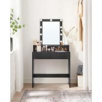 Luces LED con Brillo Ajustable, Mesa de Maquillaje con Espejo, 2 Cajones y 3 Compartimentos, Moderno, Blanco - details 26
