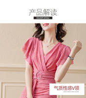 Vestido francés cheongsam mejorado, nuevo estilo para mujer, temperamento de alta gama, ceñido a la cintura, vestido estilo Tianchang de verano - details 3