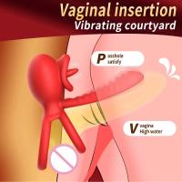 Anillo de pene con vibración inalámbrica Vibrador de doble motor de nueve frecuencias Vibración de dos puntos Eyaculación retardada Erección agrandada Juguete sexual para parejas Anillo para pene Sexy Rose Motor de vibración dual Eyaculación retardada Est - details 15