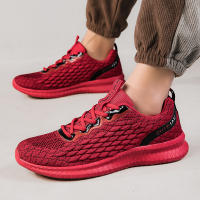 Zapatillas de correr para hombre, zapatos deportivos informales de malla transpirable, ligeros, sin cordones, suela suave, Color Rojo - details 20