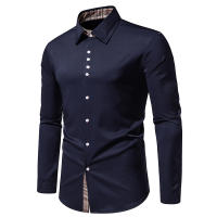 Camisa de Hombre a Cuadros Moda con Bloque de Colores para Primavera Arrivo Nuevo Manga Larga Casual para Fiesta Negocios Social - details 5