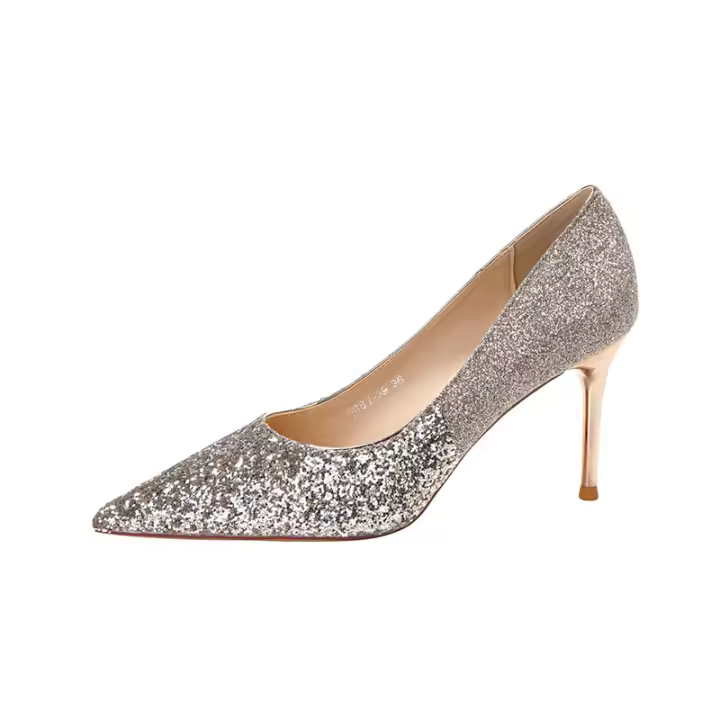 Zapatos de Tacón Alto de Microfibra Diseño Francés, Brillo, No Cansada, Compromiso, Desfile de Vestidos de Novia, Altura del Tacón (5-8cm) - 1