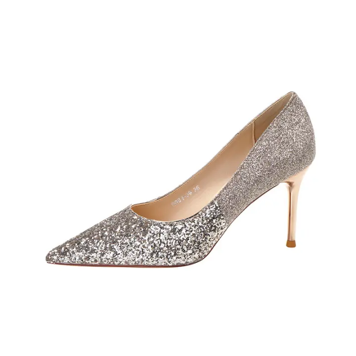 Zapatos de Tacón Alto de Microfibra Diseño Francés, Brillo, No Cansada, Compromiso, Desfile de Vestidos de Novia, Altura del Tacón (5-8cm) - 1
