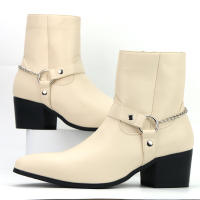 Botas de moda para hombre con cadena y tacón alto. - details 9