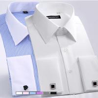 M ~ 6XL camisa de vestir con puños franceses para hombre 2024 nuevo blanco de manga larga botones formales de negocios camisas masculinas camisa con gemelos de ajuste Regular - details 4