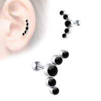 Piercing de cristal para cartílago para mujer, pendiente de hélice, pasador de acero inoxidable, tragus, joyería daith de racimo, 2 piezas - details 14