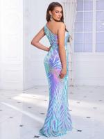 Lentejuelas largas con hombro rosa lavanda, vestido de fiesta de noche sin mangas para mujer - details 17