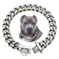 cadena 19MM, Collar de Metal caminar con hebilla segura, eslabón cubano plateado, y resistente a masticar para perros grandes - details 1