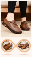 Zapatos de marca antideslizantes para mujer, zapatillas de cuero suave, mocasines cómodos sin cordones, zapatos para mamá con hilo de coser a mano - details 19