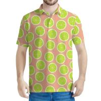 Camiseta con cuello de limón con estampado 3D de Lime Bar para hombre y mujer, botón suelto, manga corta, polo informal, top de verano - details 1