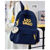 Mochila coreana simple de color sólido con alfabeto para estudiantes, mochila ligera de gran capacidad para viajes, mochila informal versátil - details 13