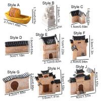 Mini casa decorativa creativa de resina, estilo chino, Mini puerta de ciudad antigua, Mini casa de resina, edificio Retro, escritorio para el hogar - details 0