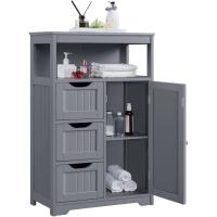 Armario de Baño de Madera Ajustable con Cajón y Estante Diseño de Doble Puerta para Sala de Estar Entrada Blanca Almacenamiento de Cocina Multiusos - details 35