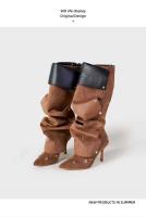 Nuevas botas de piel negras para mujer con punta cuadrada y suela gruesa - details 8
