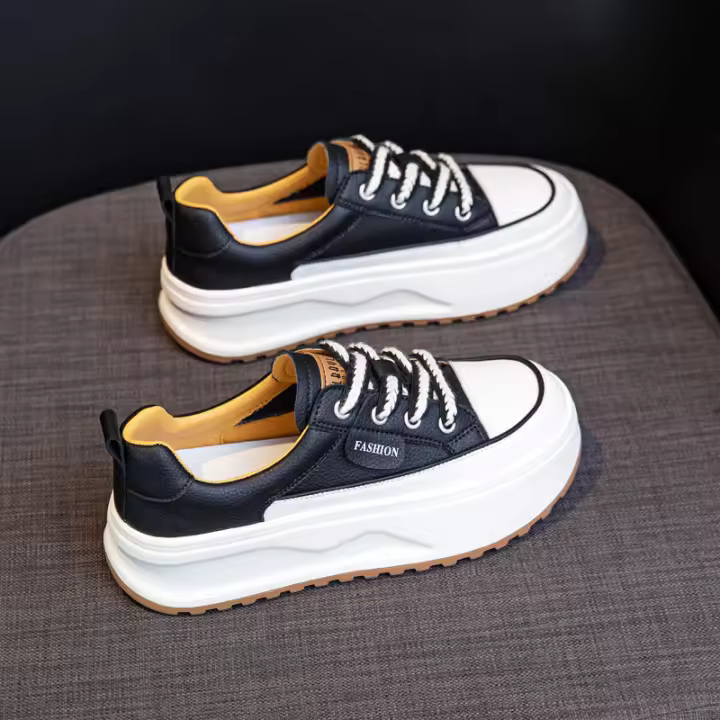 Nuevos zapatos individuales antideslizantes de suela gruesa aumentada, zapatos de tablero deportivos casuales con cordones para estudiantes - 1