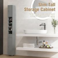 Armario de Baño Alto, Columna Auxiliar para Almacenamiento de Baño, con 2 Armarios y 1 Cajón, Organizador Armario Estrecho 20 x 20 x 180 cm, para Inodoro, Oficina - details 12