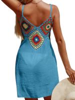 Vestido Vintage sin mangas con cuello en V para mujer, traje de baño recortado para playa y piscina, Verano - details 5