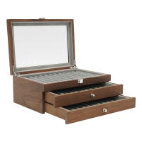 Caja para lápices, 34 ranuras, caja de almacenamiento con ventana de visualización, caja de madera, caja de portátiles (nogal) - details 7