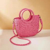 Bolso de playa de media luna de vid de hierba tejido a mano, bolso de hombro hueco de verano para mujer de gran capacidad - details 2