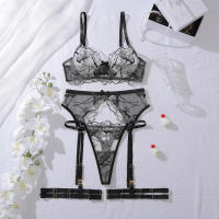 Lencería elegante, sexy y sensual con estampado floral transparente, conjunto de lencería erótica de 5 piezas para mujer, conjunto de sujetador de encaje íntimo y sexy para adultos, edición completa. - details 0