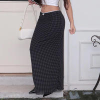 BUNO-Falda larga con estampado de lunares para mujer, traje elegante de cintura baja, malla de retazos, detalle de lazo, ropa de calle - details 2
