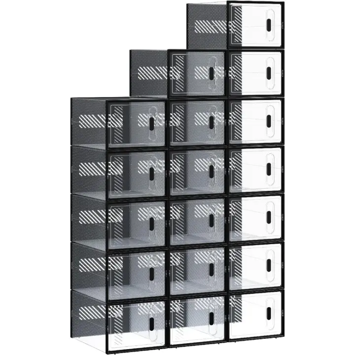 Organizador de Zapatos de Plástico Plegable Transparente Ahorro de Espacio, Accesible, Robusto, Duradero, Diseño Moderno 35x25x19 cm - 1